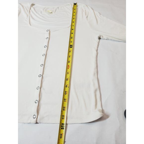 Anthropologie Maeve Womens XL Cardigan Top Stretch Square Neck White Long Sleeve - Picture 10 of 11